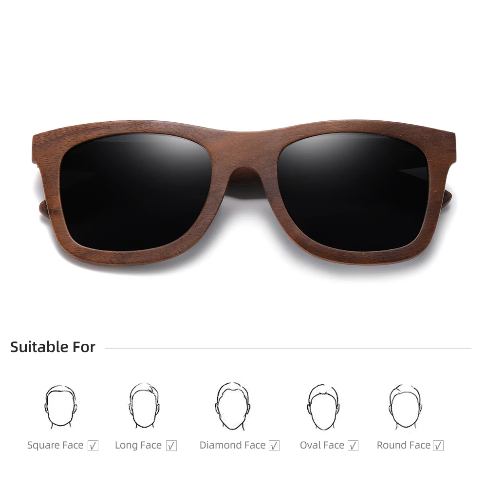 XSW Brand Fashion 100% Handmade Natural Walnut Wooden Men Sunglasses Polarized Sun Glasses Women UV400 Mirror Eyewear S856CB