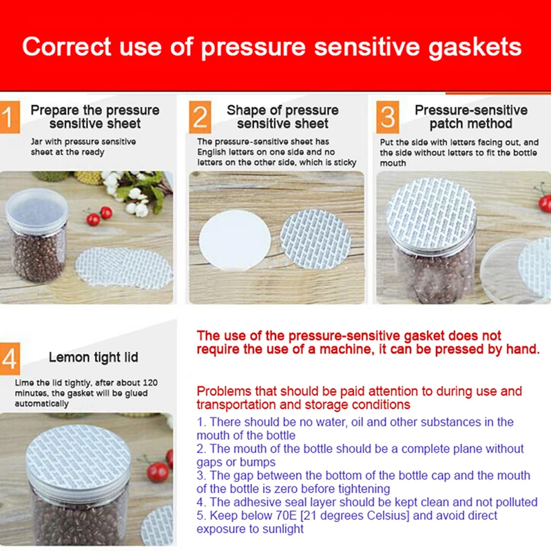 200Pcs/set  Self-adhesive Foam Pressure Sensitive Seal Cap Lining Tamper Resistant Seals Liner For Cosmetic Jar Bottle Pot