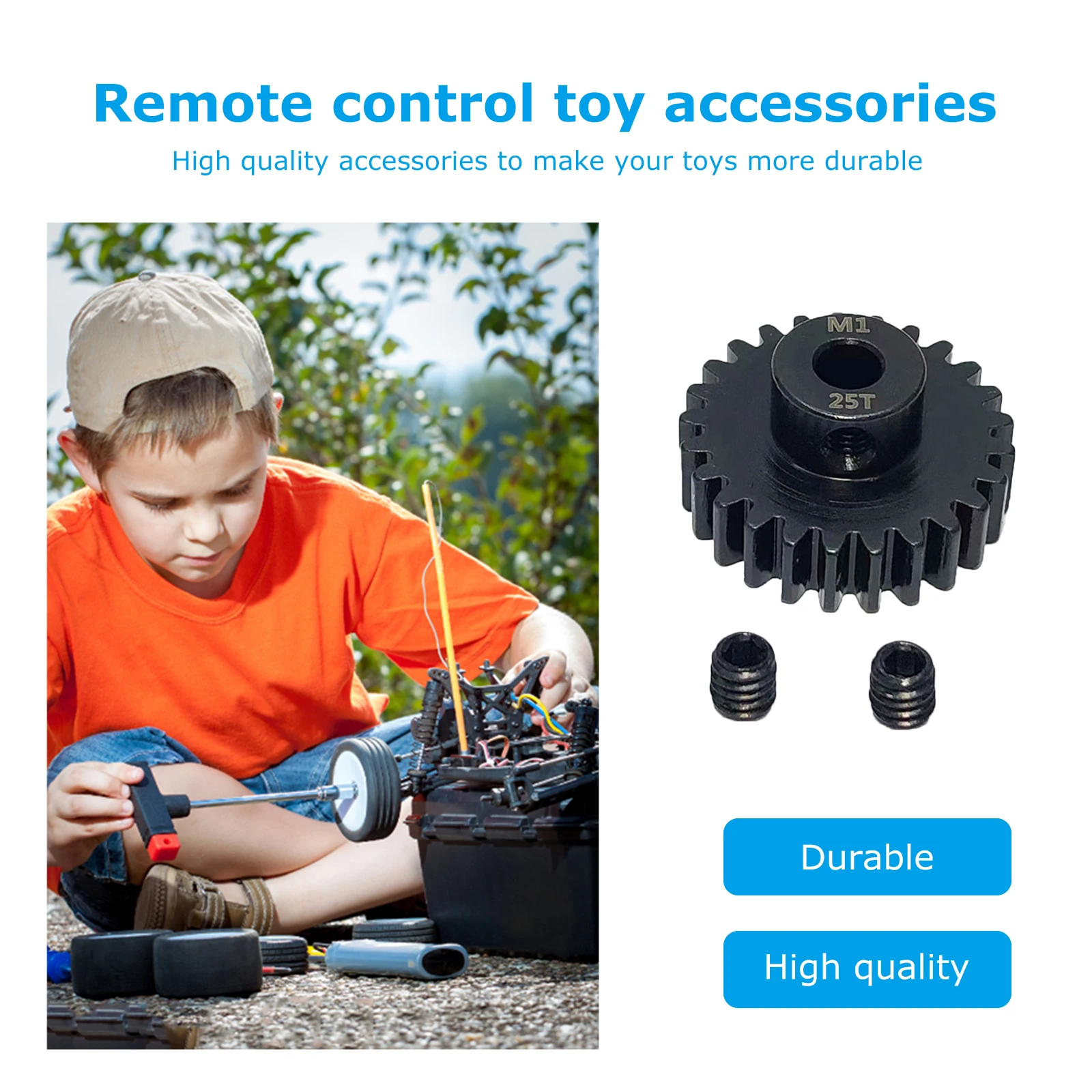 M1 5mm Metal Pinion with M3 Screws 23t-34t Metal Gear Carbon Steel Rc Car Motor Gears Replacement Parts for 1/8 Rc Buggy Truck