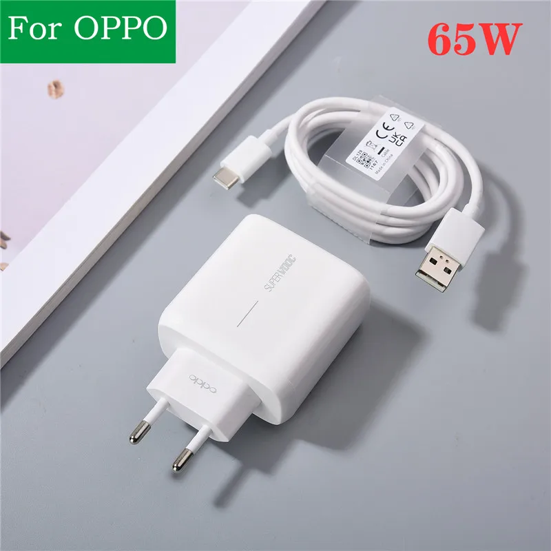 Original OPPO 65W Charger Supervooc 2.0 EU Fast Charging Adapter For OPPO Reno 8 7 5 Pro 6 Lite 4 3 