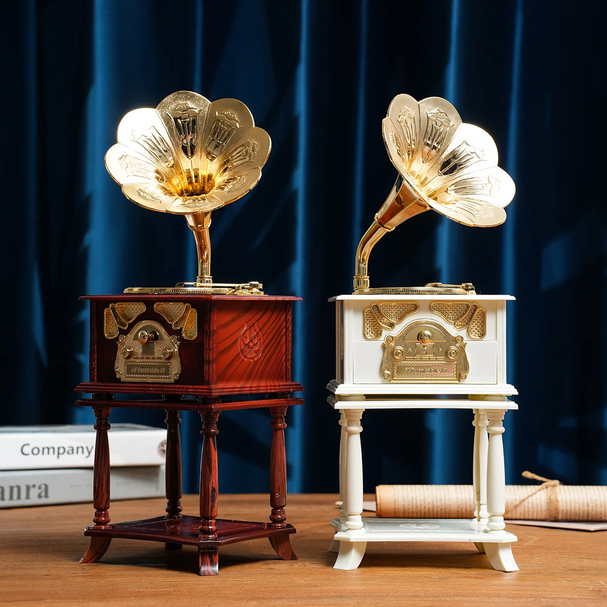 13x11x35cm Retro Gramophone Model Clockwork Music Box Birthday Gift for Student Couple