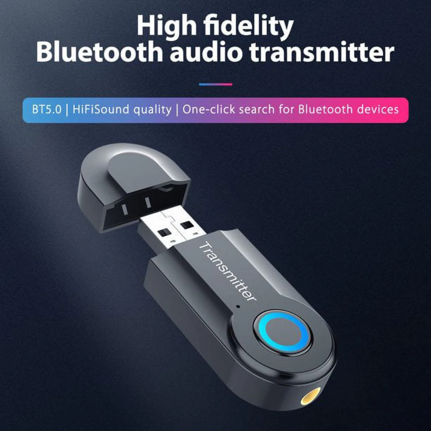 Bluetooth Wireless Audio Transmitter for TV, PC, Computer, CD Player,Music Player - Portable USB Bluetooth 5.0 Music Transmitter