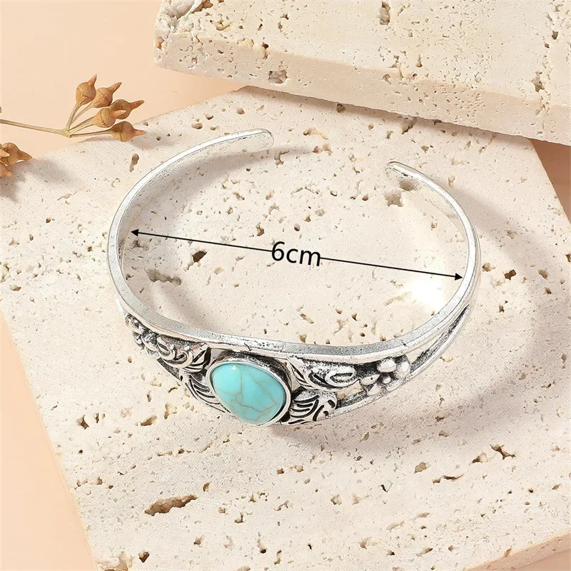 Fashion Ethnic style turquoise bracelet summer bracelet Nepalese handmade ancient silver bracelet for women gift