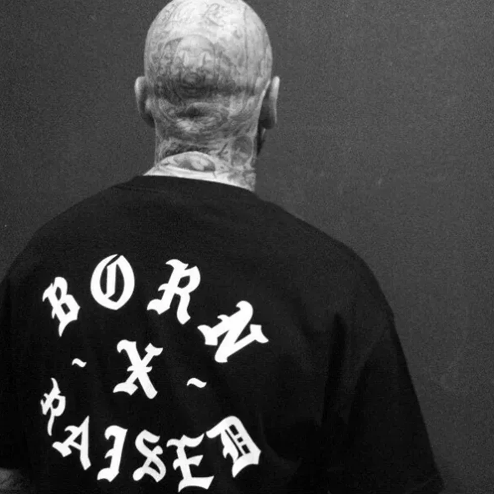 Born X Raised Rocker Logo Short Sleeve T-Shirt Unisex Casual Breathable Cotton Tee Youth Fashion Summer Wear round Neck T-Shirt