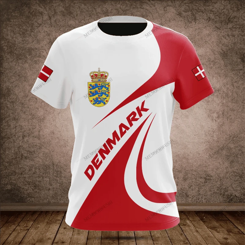 Summer Custom Name Denmark Shield Graphic T-shirts Unisex Casual Streetwear Crewneck Oversized Short Sleeve Tops Football Jersey