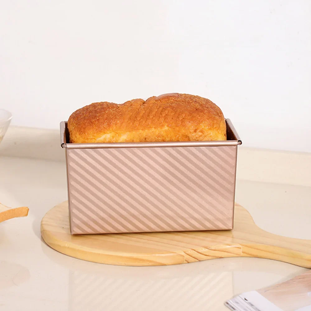 1Pcs Loaf Pan With Lid Non-Stick Bakeware For Baking Bread Carbon Steel Corrugated Bread Toast Box Mold With Cover Baking Tools
