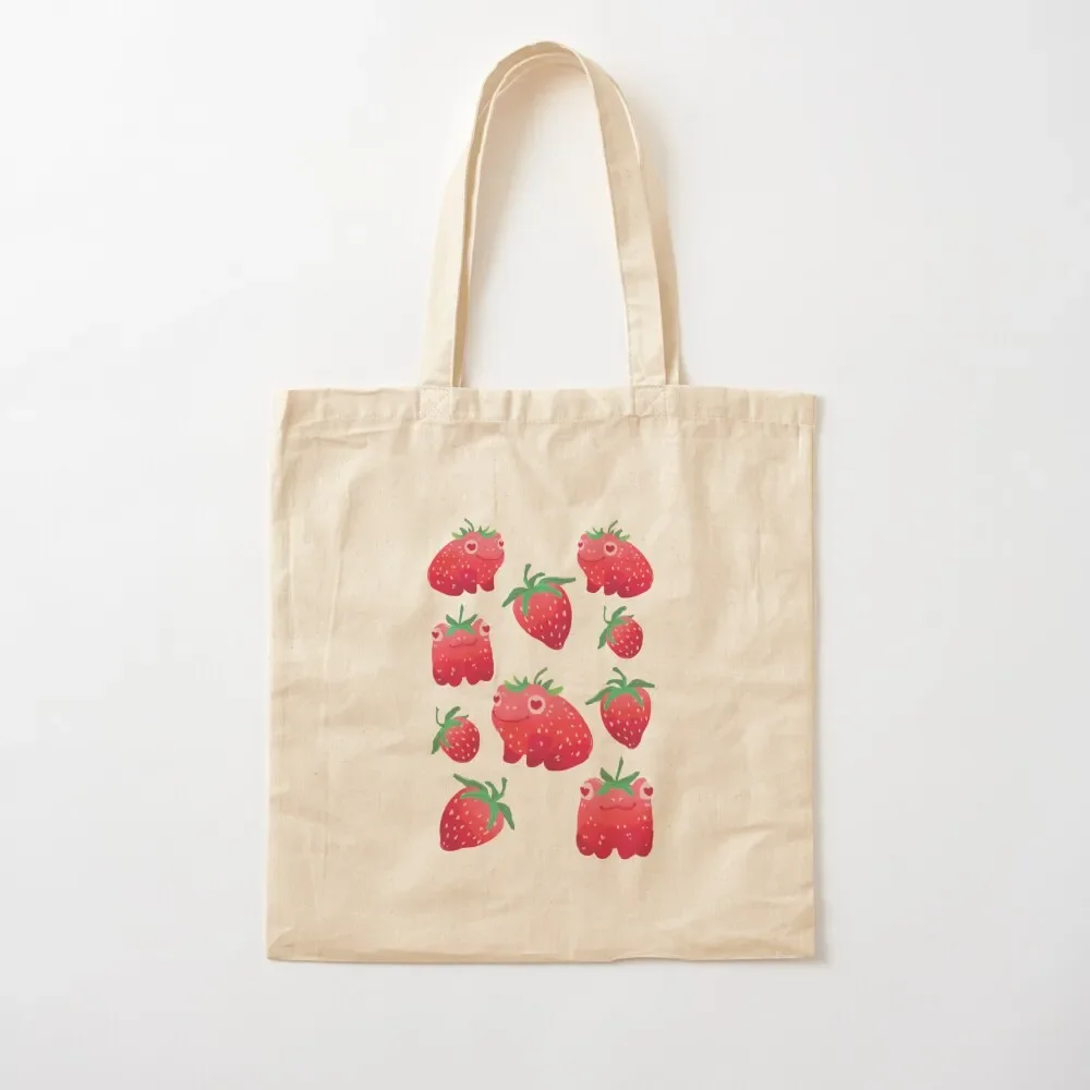 

Strawberry frogs repeating pattern Tote Bag cute tote bag Shopper Bag