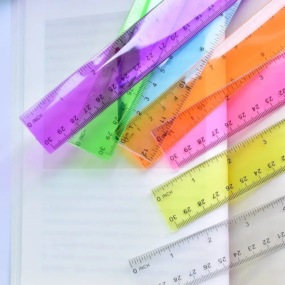 Kids Ruler 12 Inch 7-Pack! Color Transparent for School & Office Use with CM MM Inch Markings