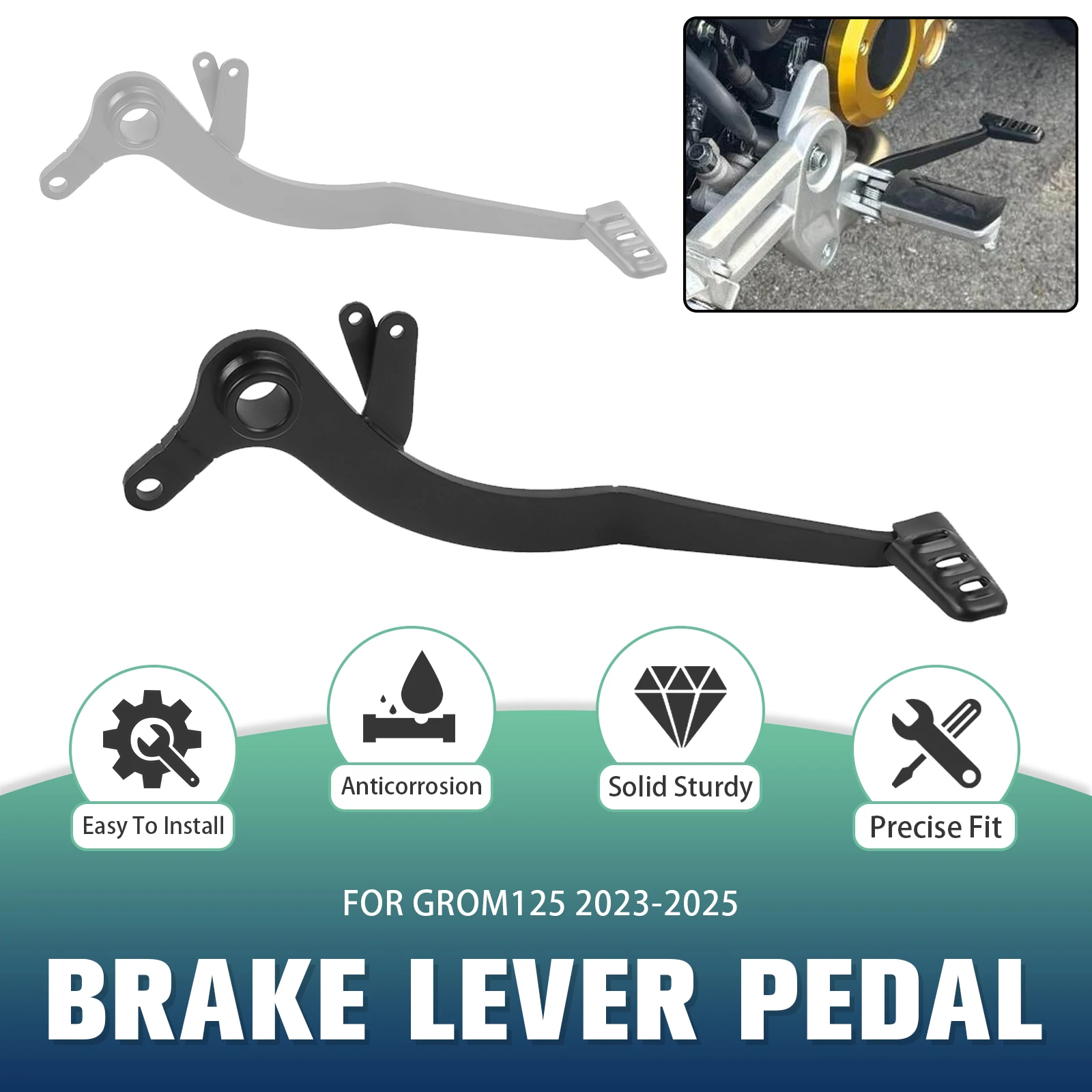 

Motorcycle Rear Brake Pedal Lever For Honda GROM125 GROM 125 2023 2024 2025 2026 Foot Brake Lever Foot pegs Accessories