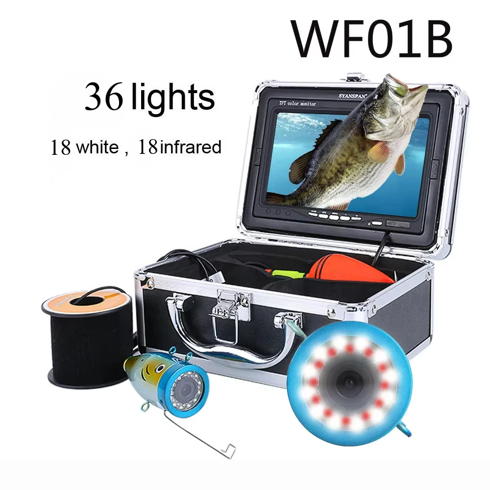 WF01B Video Fishing Camera Infrared Light Cameras Fishing 15M Video Underwater Fish High Resolution Portable Recording 36 lights