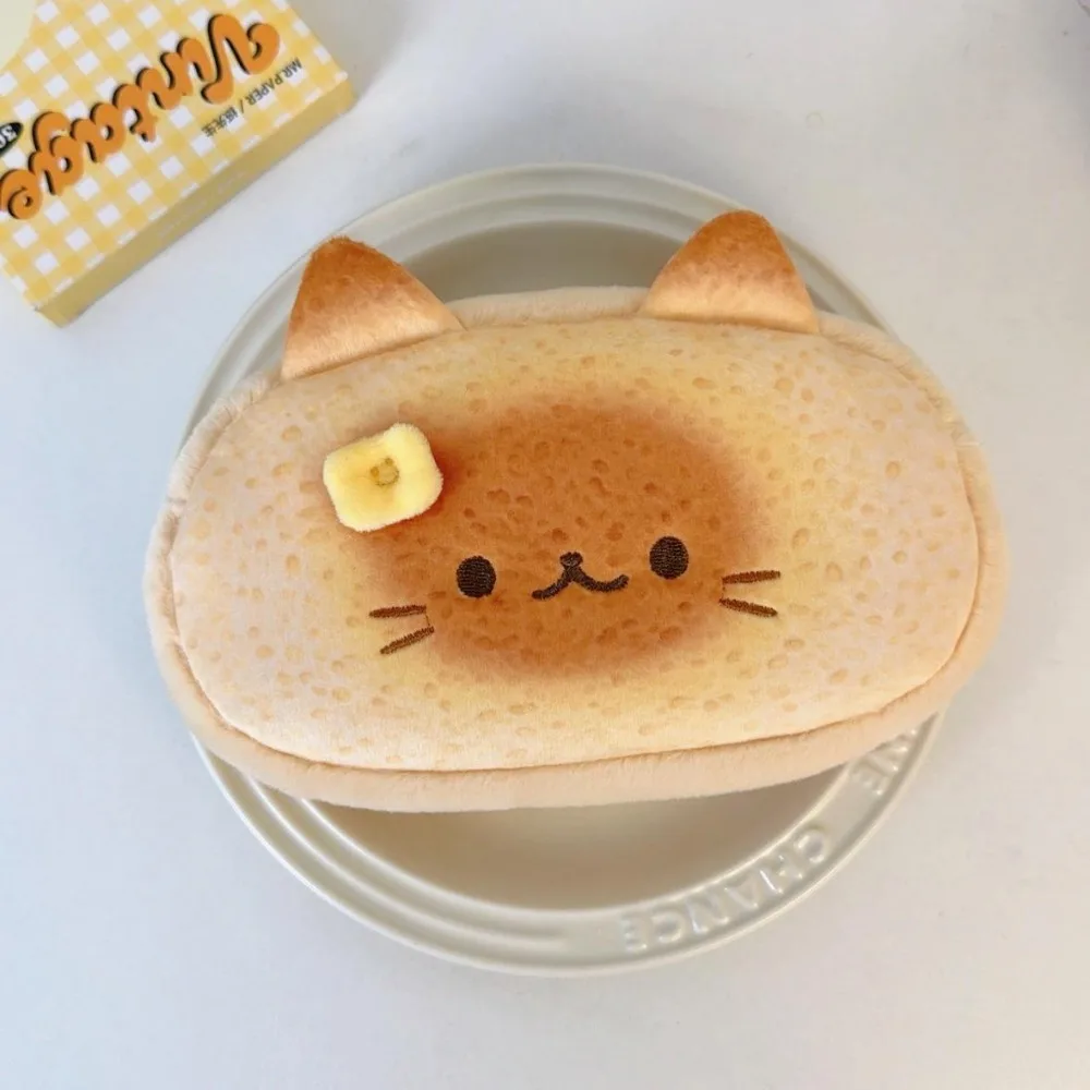 Funny Roast Bread Siamese Cat Pencil Bag Design Large Capacity Stationery Bag Cute Blusher Cat Plush Pencil Bag School