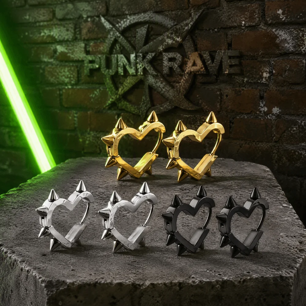 Fashion Stainless Steel Heart Hoop Earrings Silver Color Heart Shape Stud Earrings Small Size 1 Piece Rivet Earrings For Men