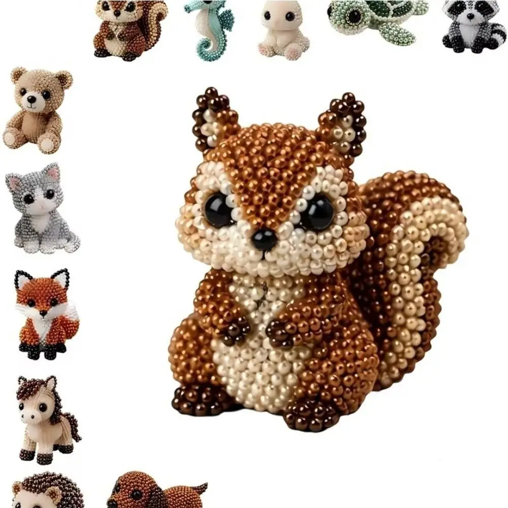 Animal Shape 3D Beaded Animal Kit Handmade with Colorful Beads Bead Weaving Kit Craft 3D Beaded Ornament Set For Adults & Kids