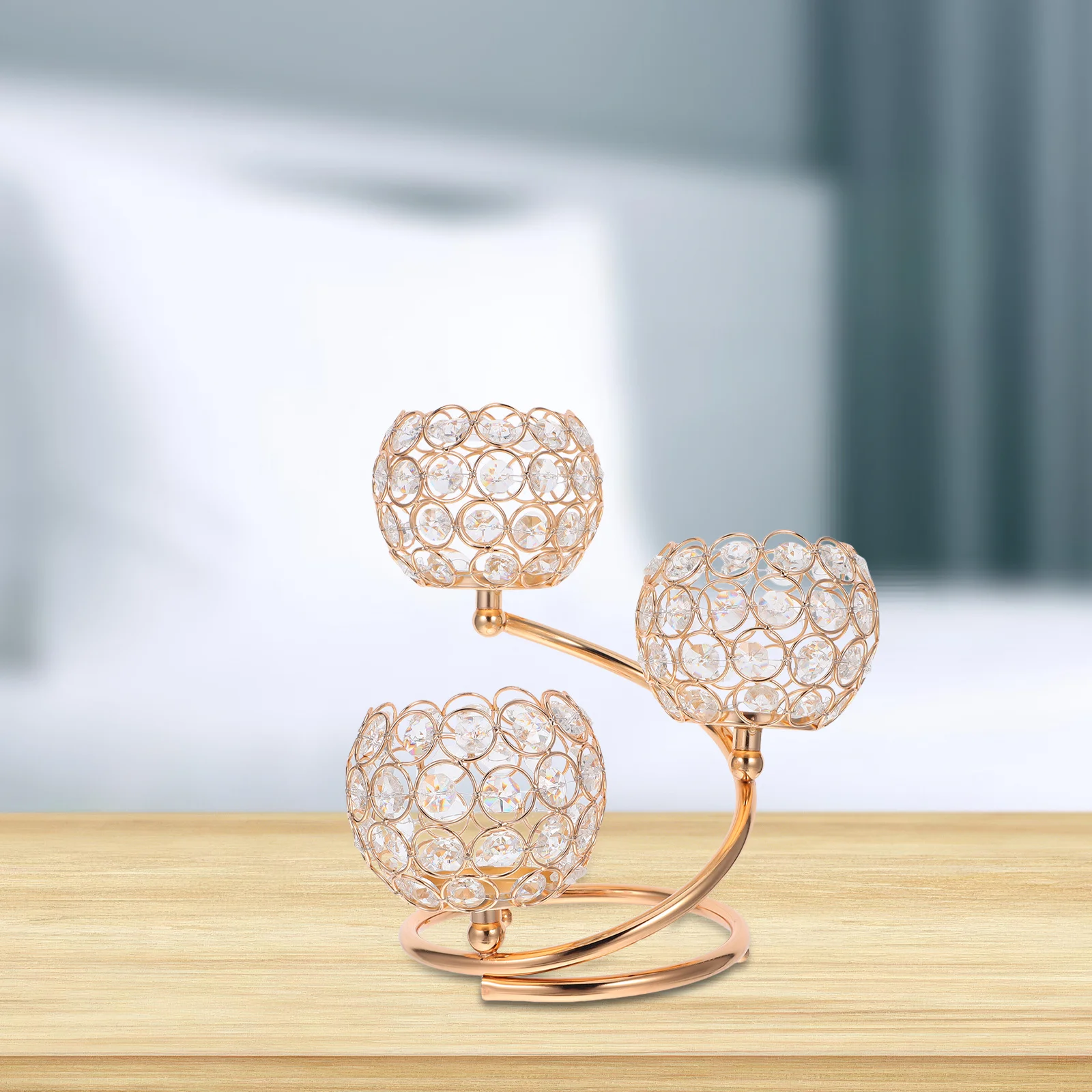 

Crystal 3-Tier Holder Iron Bling Candelabra For Wedding Dining Room Decor Tea Light Stand Votive Bowl Table