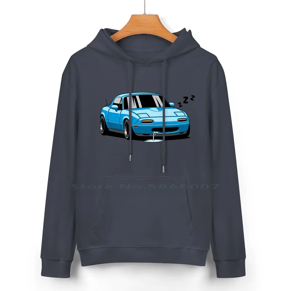 Sleeping Miata Ii ( Blue ) Pure Cotton Hoodie Sweater 24 Colors Miata Cute Cars Automotive Jdm Japanese Stance Drift Rotary