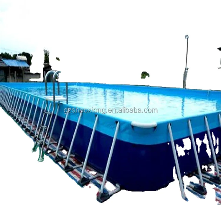 Outdoor Metal Frame Pool Durable Family Rectangular Swimming Pool for Adults and Kids Water Park