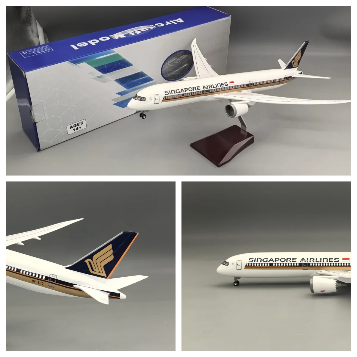 

B787-10 Singapore Airlines Scale Plane 43cm Airplane Models Toy With Landing Gear Wheels Light(Touch Or Sound Control) Collected