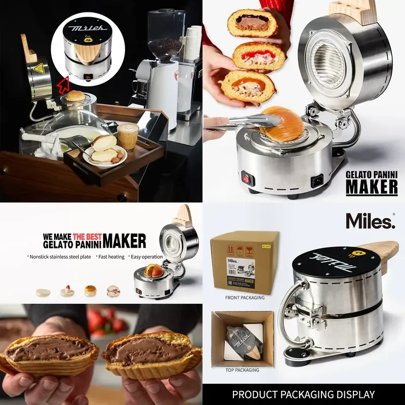 for Miles Hot Pressed Burger and Ice Cream Panini Maker Food Grade Stainless Steel Desktop Electric Snack Maker