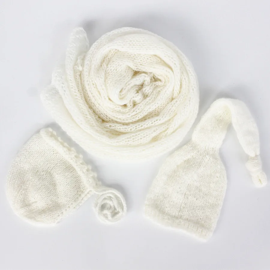 unelmista totta Free Shipping 3pieces Newborn Photo Scarf Set Baby Hat Photography Props Hand Knitting Baby Accessories