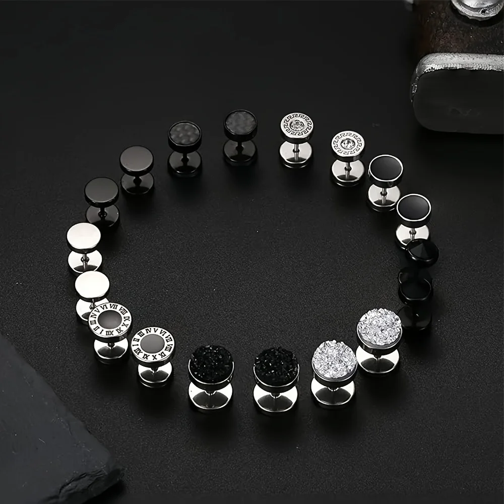 Men's Hypoallergenic Zirconia Stud Earrings, Gift Set