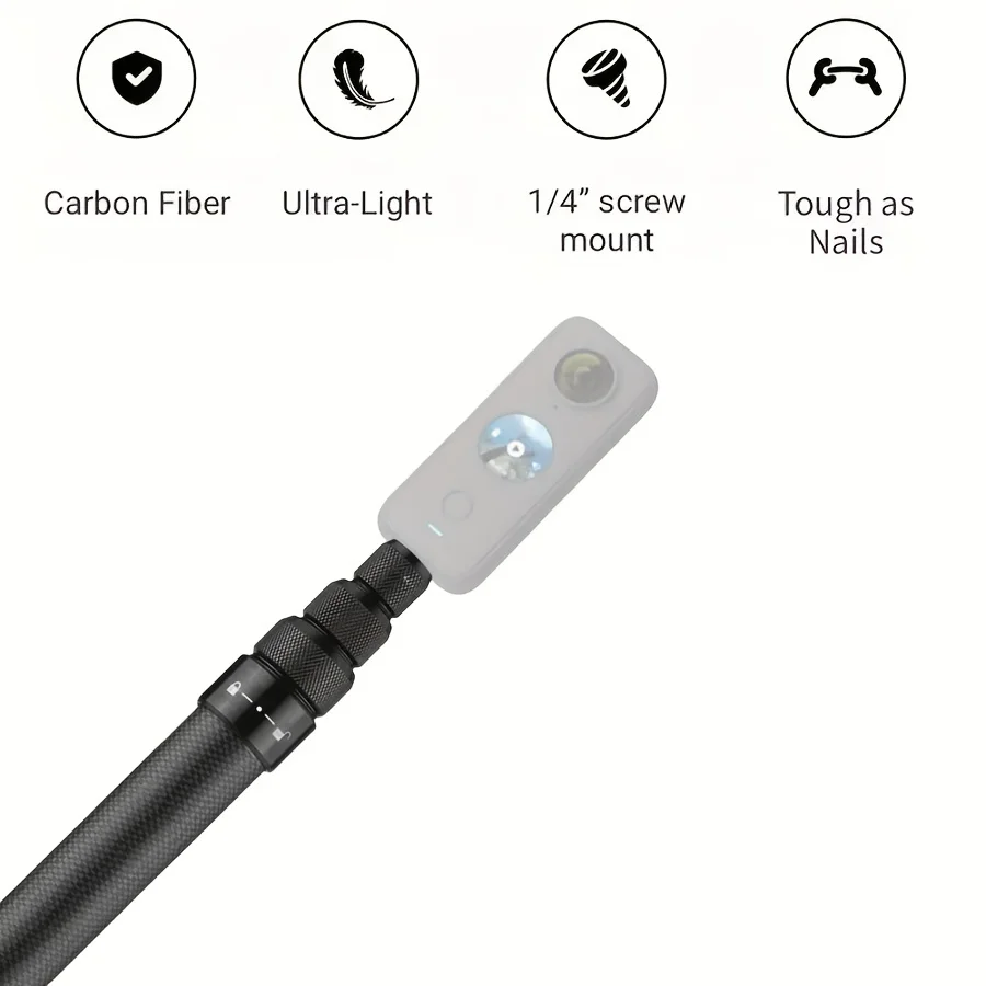 5m/16.4ft Carbon Fiber Extended Invisible Selfie Stick Compatible with Insta360 X5-X Series, Extra-Long Pole Also Fits GoPro 12