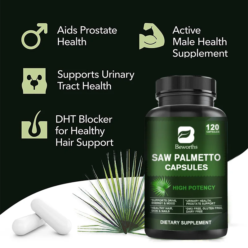 BEWORTHS Saw Palmetto Prostate Supplements for Men To Extenze Youth & Reduce Prostate Inflammation Reduce Balding &Hair Thinning