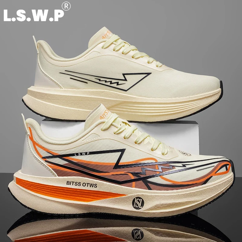 Men's Casual Sports Shoes, Men's Carbon Plate Racing Running Shoes, Lightweight Mesh Breathable Sports Shoes, High-Elastic Shock-Absorbing Thick-Soled Running Shoes, Wear-Resistant Non-Slip Outsole, Marathon Training, Fitness, Daily Commuting, Trendy Men's Shoes, Available in Multiple Colors