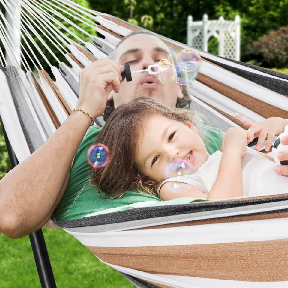 2024 Folding Tube Portable Garden Hammocks Beach Full Set With Stand Foldable Frame Support Included Camping Only Double Sunbed