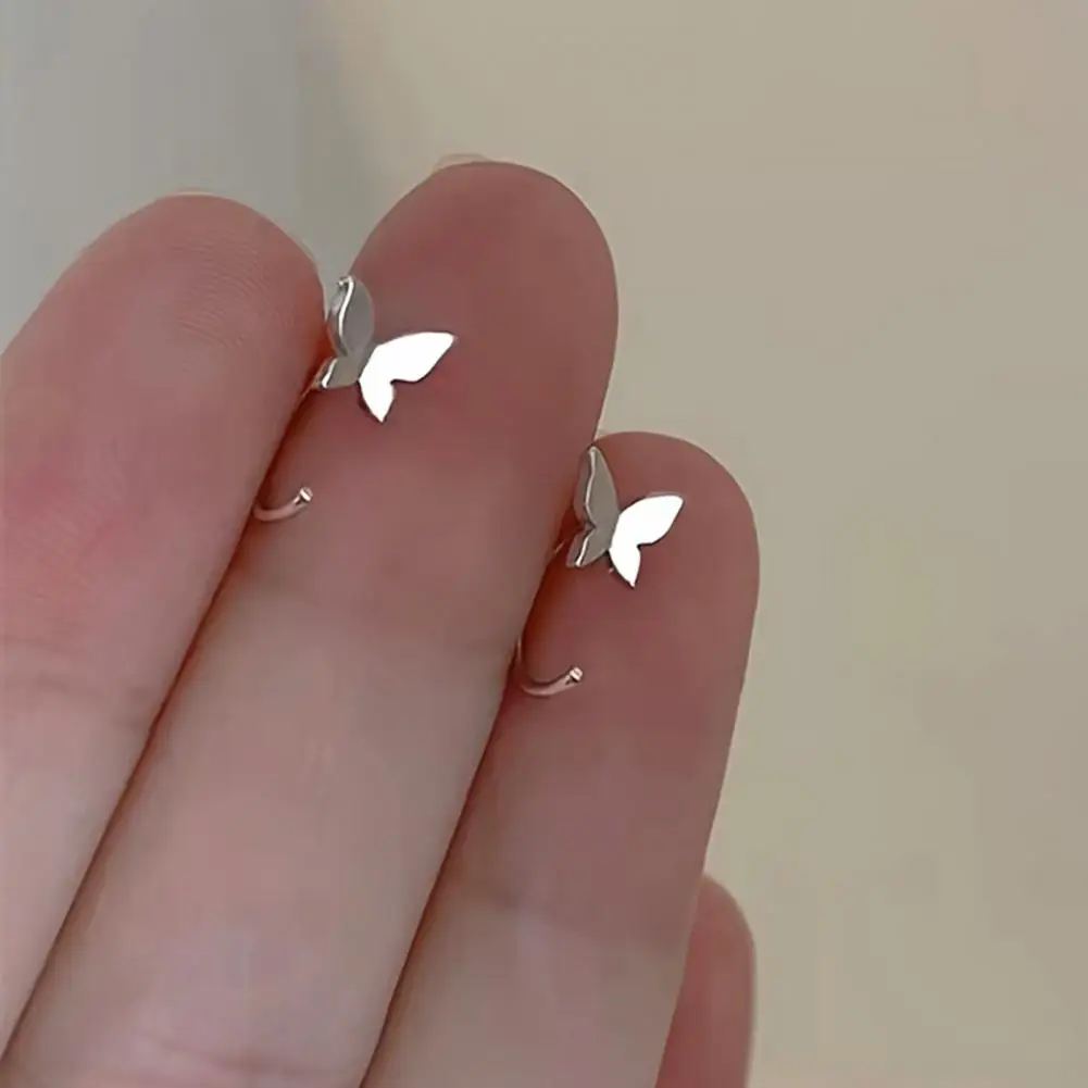 Butterfly Earrings Butterfly Design Earrings for Women Circle Shape Open-type Jewelry Lightweight Accessories for Commuting