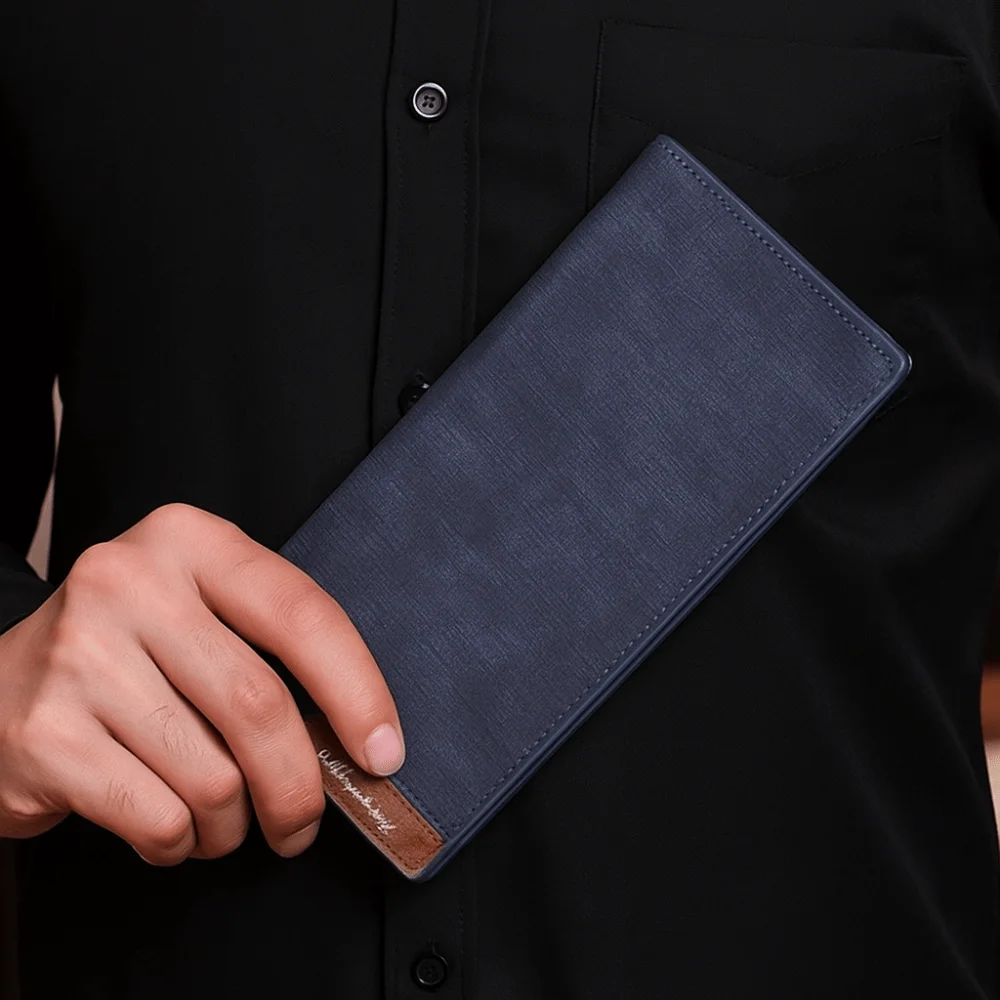 

Elegant Male Long Zipper Wallet England Style Large Capacity Business Clutch Bag Anti Theft Multi Card Slot ID Card Holder