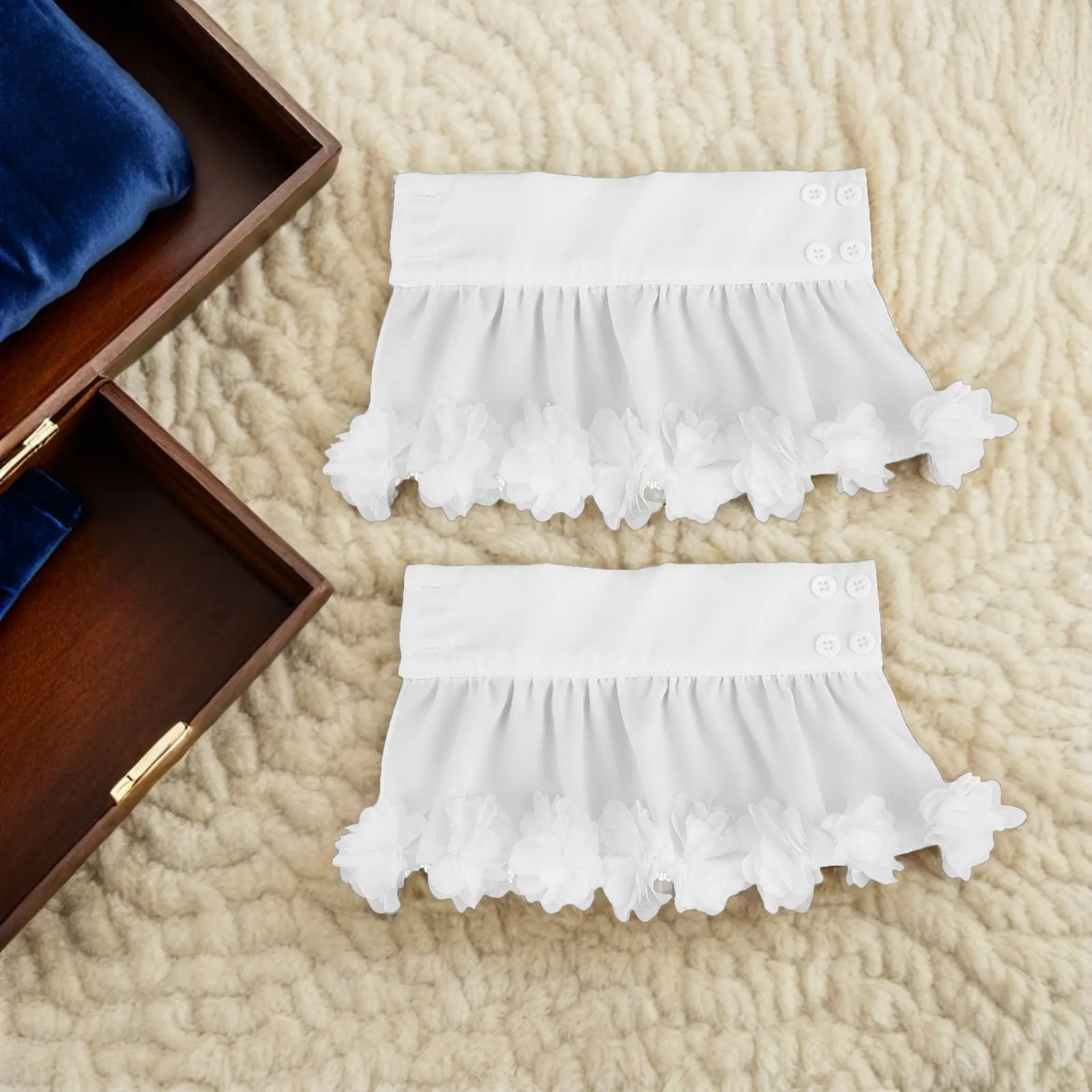 

4Pcs French Style Detachable Floral Lace Wrist Cuffs for Women Elegant Chiffon False Sleeves Soft Comfortable Formal Casual
