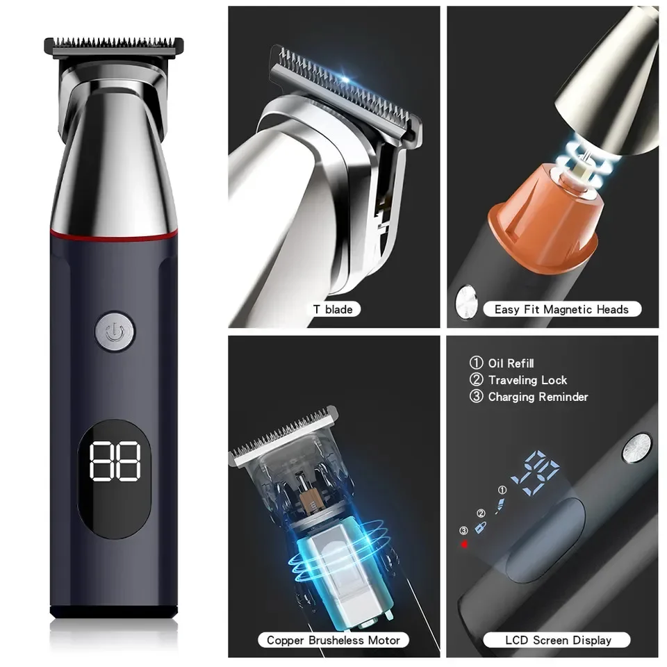 Perfect IPX6 Waterproof 5 in 1 Multi-Functional Hair Trimmer Set Electric Trimmers for Hair Body Rechargeable Nose Hair Trimmer