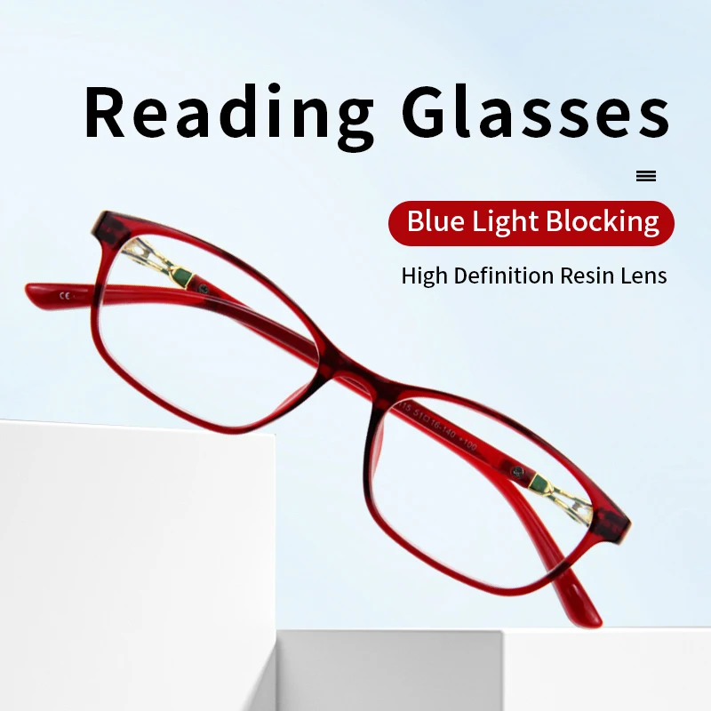 

Stylish Anti Blue Ray Anti-fatigue Reading Glasses Ladies ,TR90 Frames,CR39 Hard Resin Lenses Magnifying Presbyopic Eyeglasses