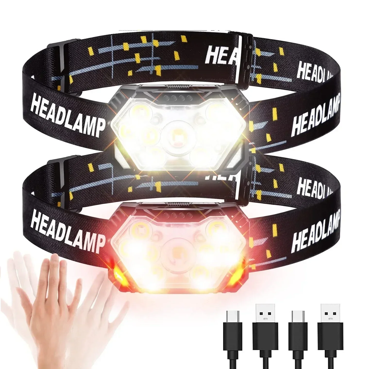 

Motion Sensor Headlight 9 Led Strong Light USB Rechageable Headlamp Portable Fishing Camping Outdoor Head Lamp Work Flashlight