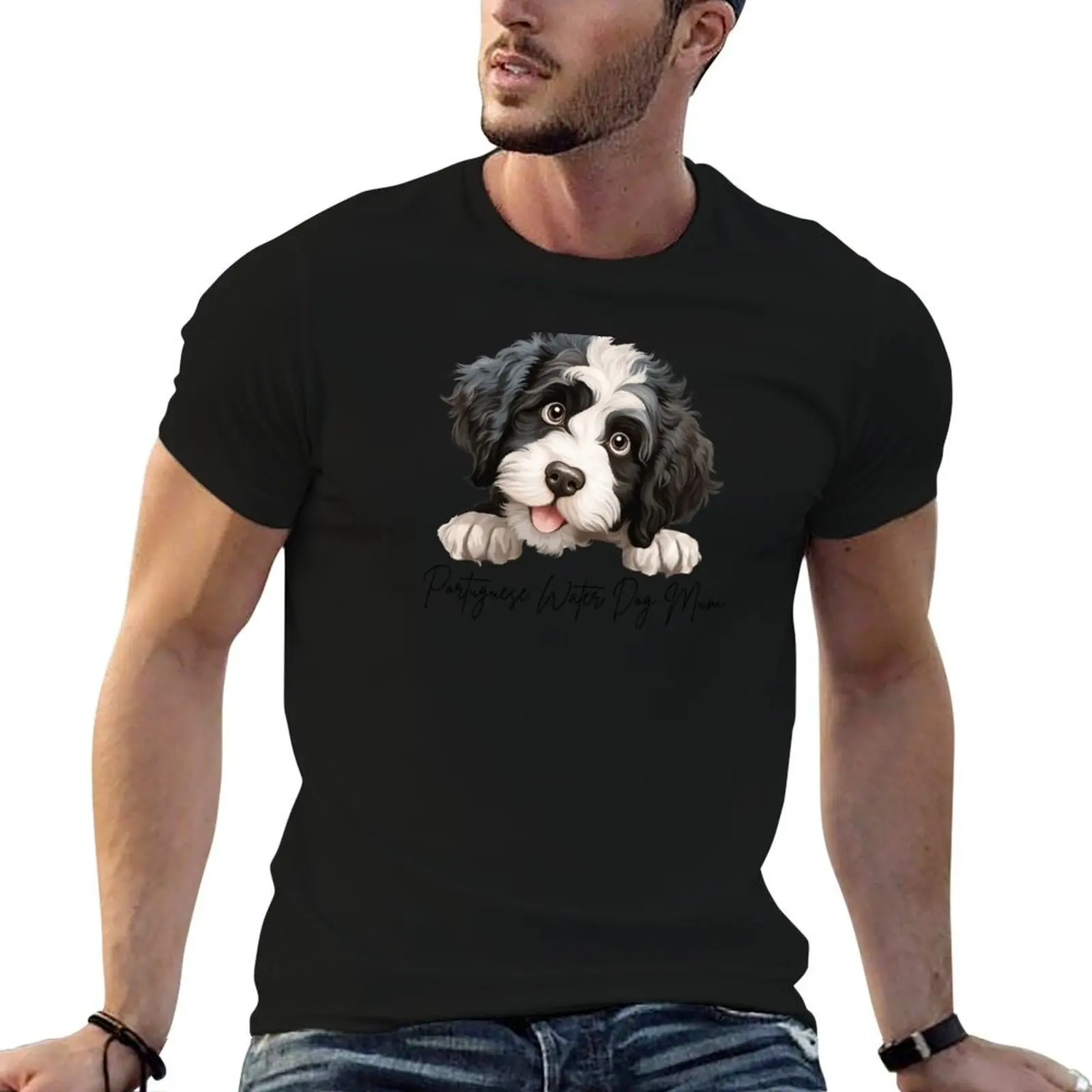 

Cute Peeking Portuguese Water Dog Mum T-Shirt t shirt man plain man t shirt luxury T-Shirt