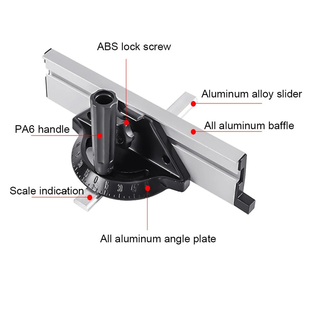 Verstekmeter en aluminium verstekhek aan beide zijden 60-hoek verstelbare repetitieve snit Flip Stop en penmeter voor tafelzaag