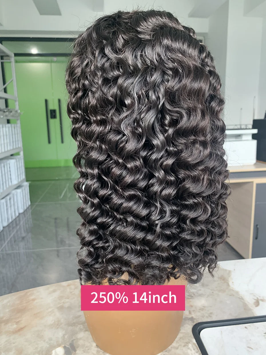 13x4 Bob Wet and Wavy Lace Frontal Wig Human Hair Pre Styled Raw Vietnam 250 Density Deep Wave 13x6 HD Lace Front Human Hair Wig