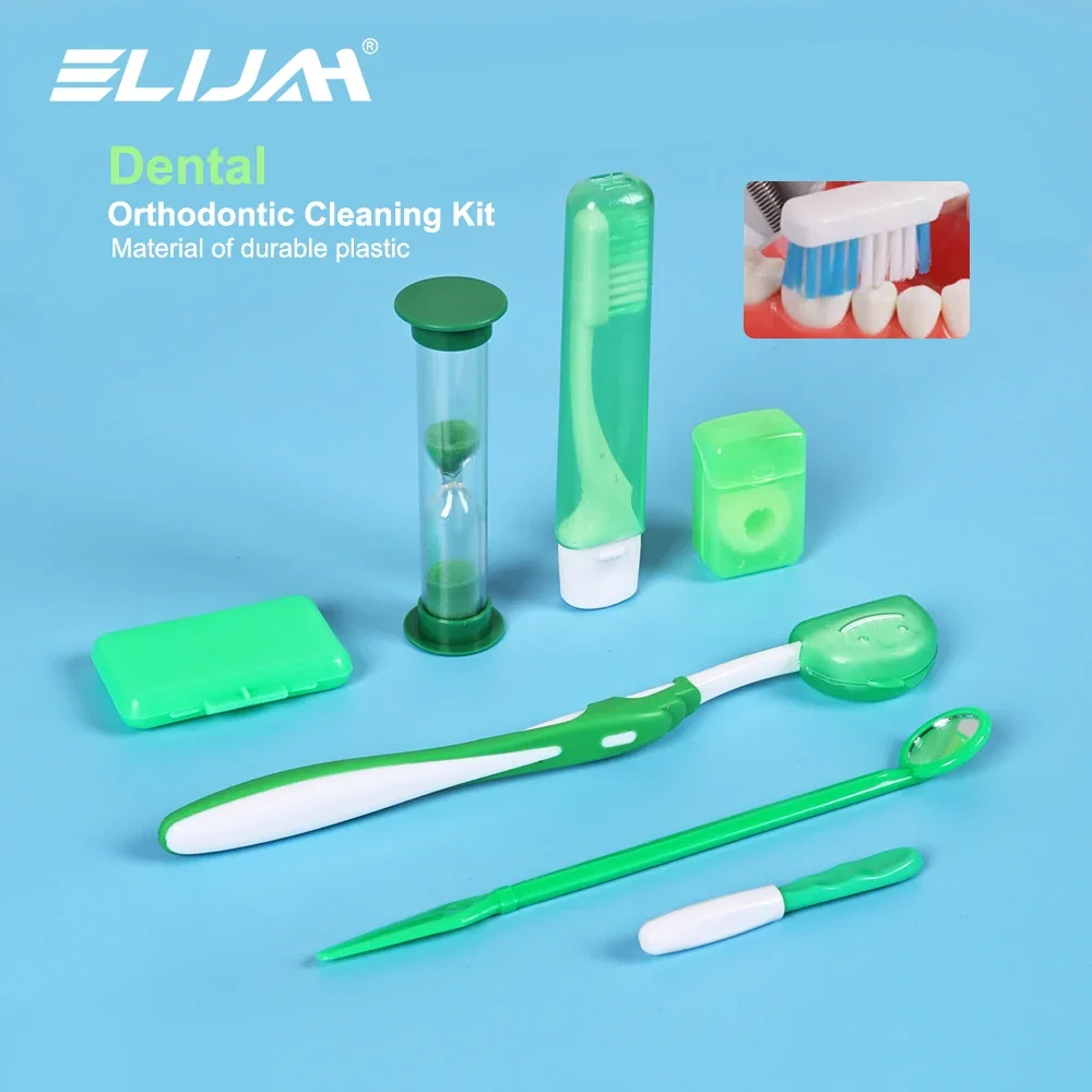 ELIJAH Orthodontic Oral Care Cleaning Braces Dental Teeth Kits Toothbrush Foldable Dental Mirror Interdental Brush Cleaning