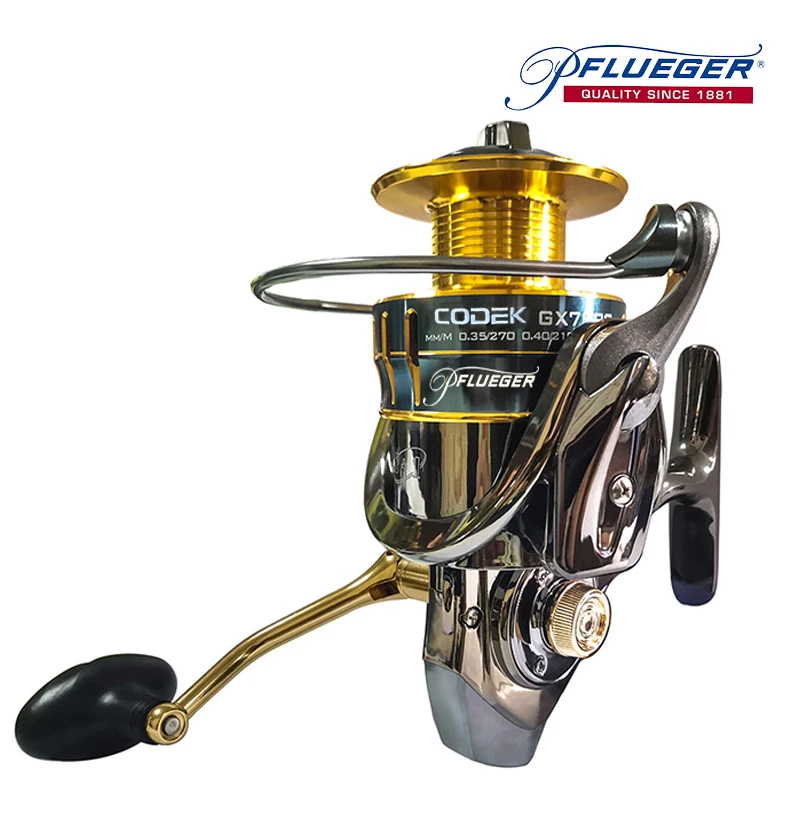 Pflueger Vollmetall-Spinnrolle mit Maximaler Bremskraft von 25kg, Aluminium-Salzwasser-Spinnrolle – Detail 7
