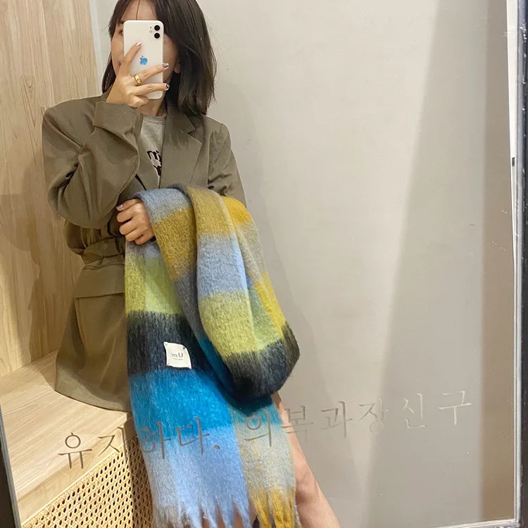 

Oversized Cashmere Blend Scarf Plaid Fashion Bufanda Pashmina Mufflers Women Tassel Shawl Wraps Elegant Fashion Scarves Blanket