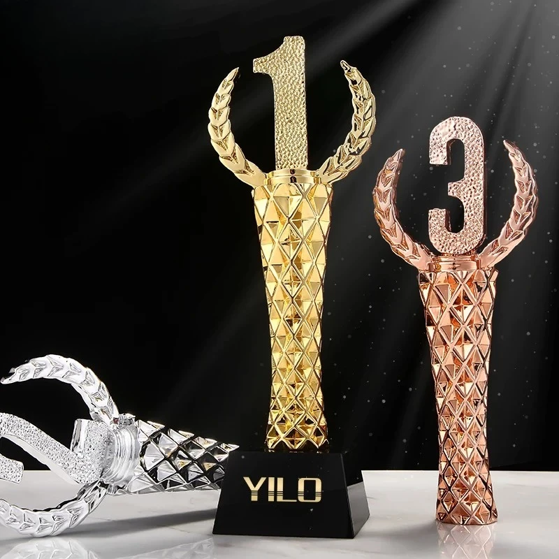 1pc  Gold Silver Bronze Award Trophies for Sports Competition Ceremony Creative Sense 1st 2nd 3rd Place Trophy