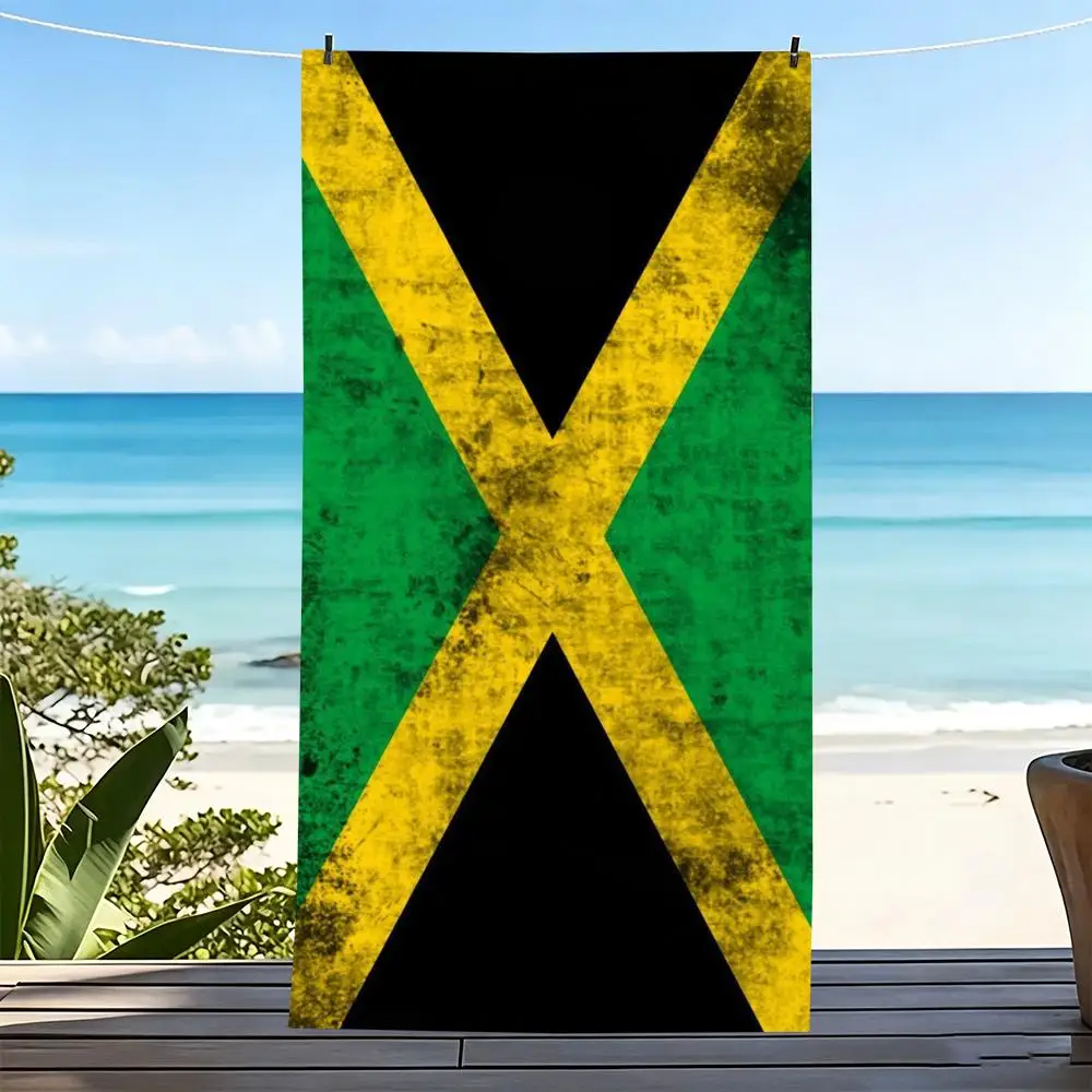 Towel Microfiber beach towel, quick-dry, sand-free, ultra-fine fiber, super soft. J-Jamaica FlagS
