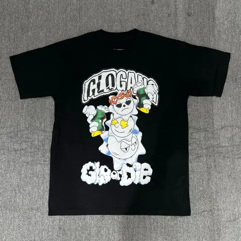 Glo Gang Y2K Retro Cartoon Graphic T-Shirt Men Women Hip Hop Streetwear Cotton Crew Neck Short Sleeve Tee