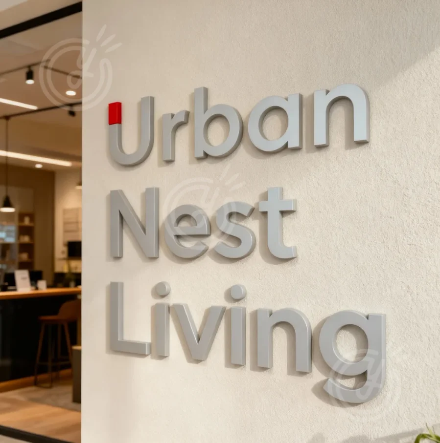 Custom PVC Alphabet Sign Letter Logo Wall Company Business Advertising Letters with Acrylic Signs Urban Nest Living Letter Brand