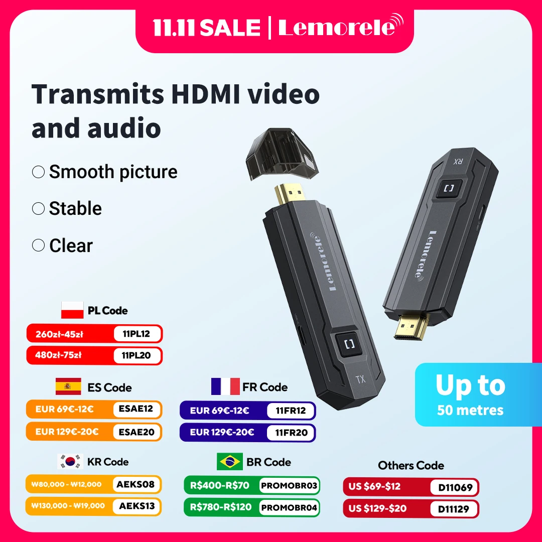 

Lemorele беспроводной передатчик и приемник HDMI 1080P для встреч Bluetooth-передатчик аудио для ноутбука ТВ проектор монитор камера