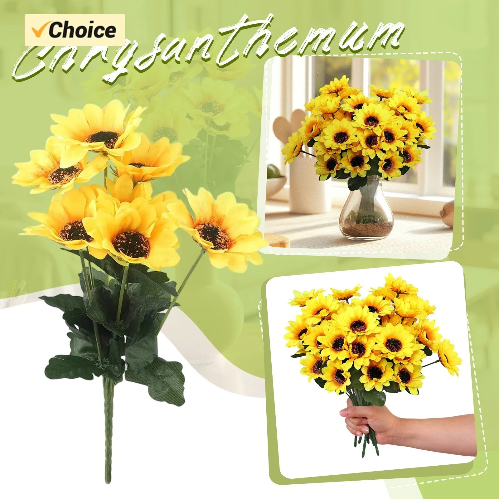 Un ramo de girasoles simulados, flores decorativas para el hogar y la sala de estar, conjunto de tela para jardín de boda, flores de simulación 1 ud.