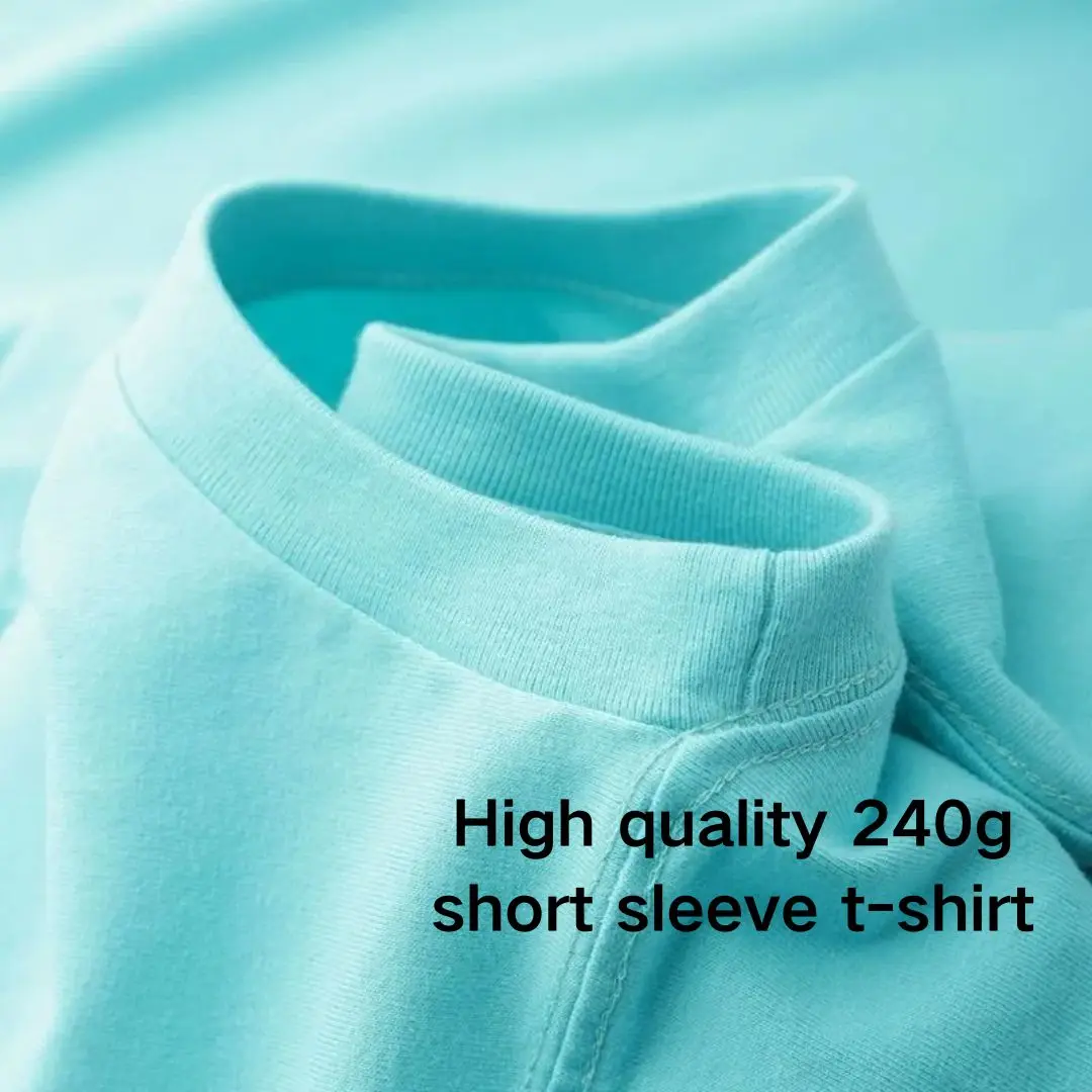 240gsm High Qualtity Oversized Heavy T-shirt for couple men and women Short Sleeve 100% Cotton Solid Color Trend Leisure Tee
