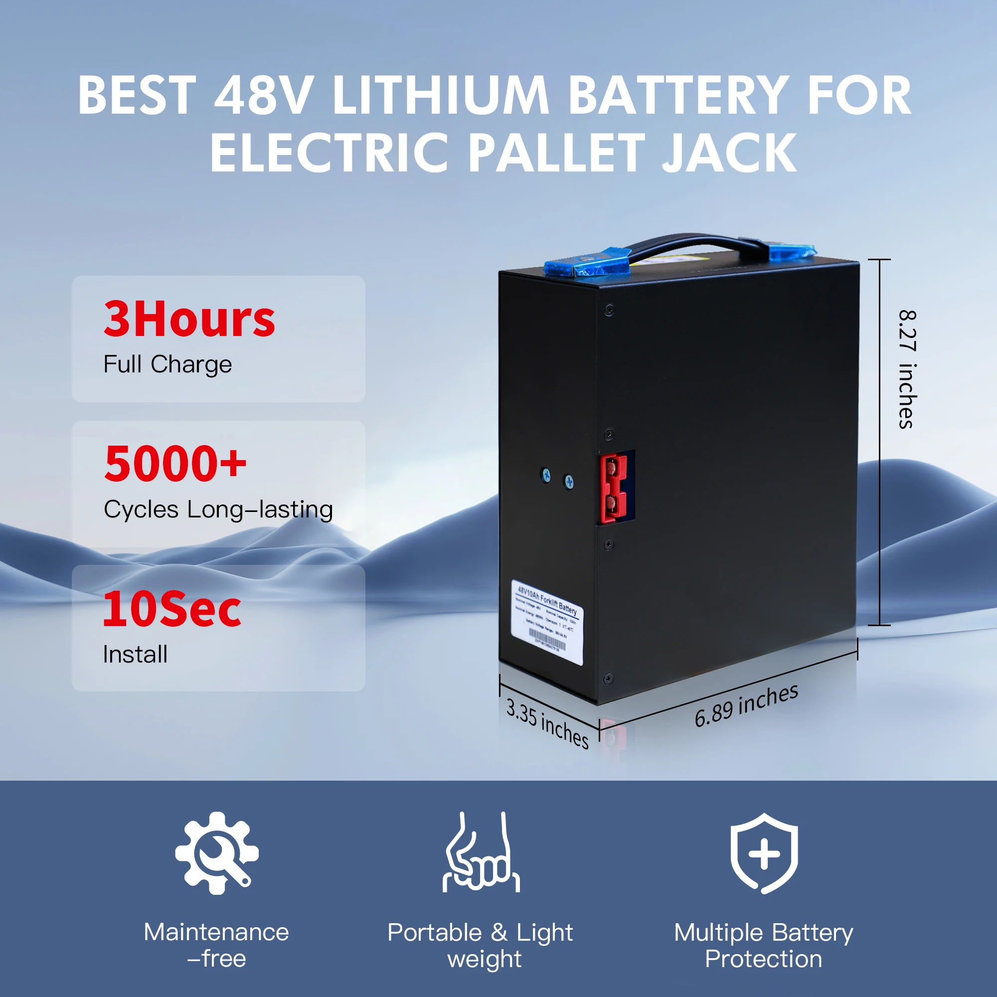 48V 10Ah LiFePo4 Lithium Battery for EPT40H EPT33H CBD15-WS Electric Pallet Jack - view 2