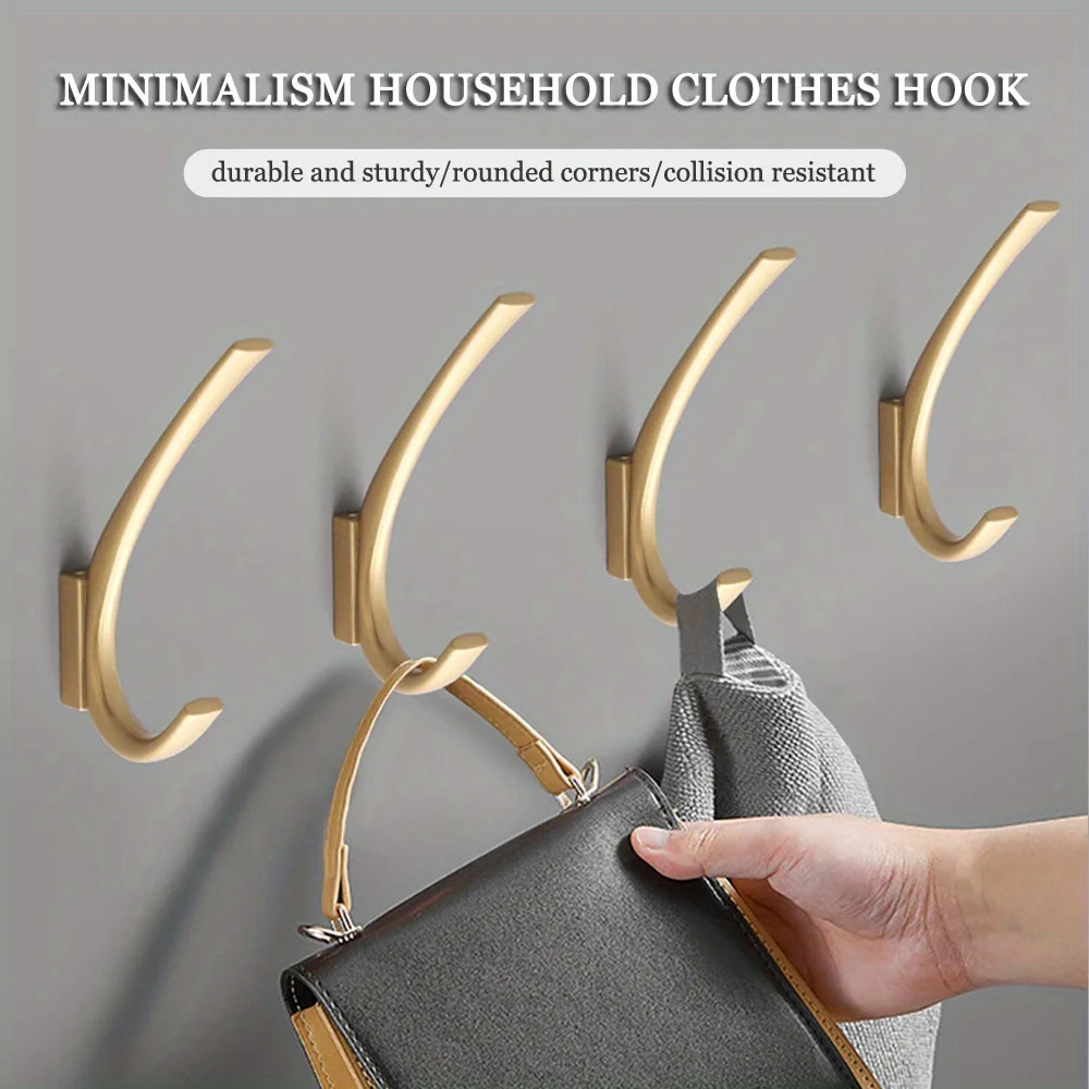 Heavy-Duty Metal Coat Hooks - 1pc, Golden or Matte Black Finish, Wall Mounted for Bedroom & Bathroom Storage