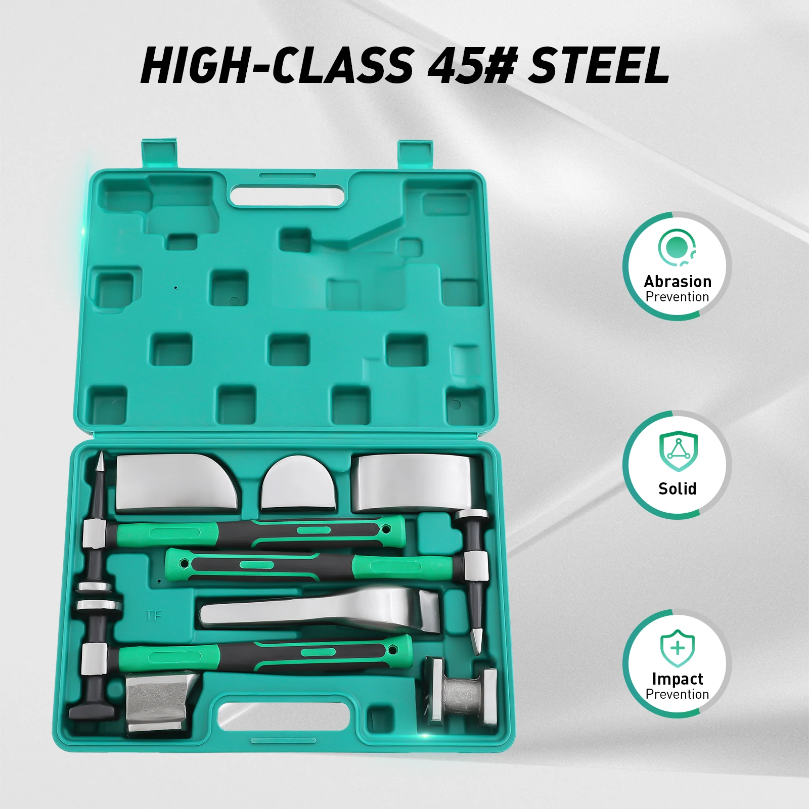

9 PCS Auto Body Steel Manual Repair Tool Kit, Sheet Metal Lining Irons, Sheet Metal Dent Repair Kit ,sheet metal hammer